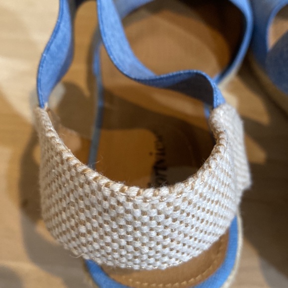 Light Blue Wedge Heel with Elastic Ankle Strap Espadrilles - Picture 4 of 7